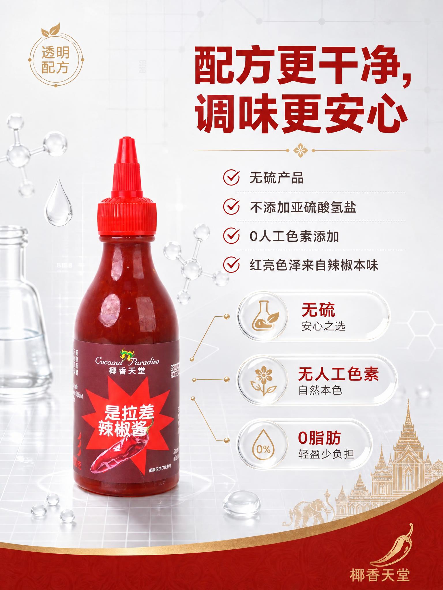 这是一张电商详情图（图1），画面中有一个红色尖嘴盖辣椒酱瓶。请… - 图片创意预览
