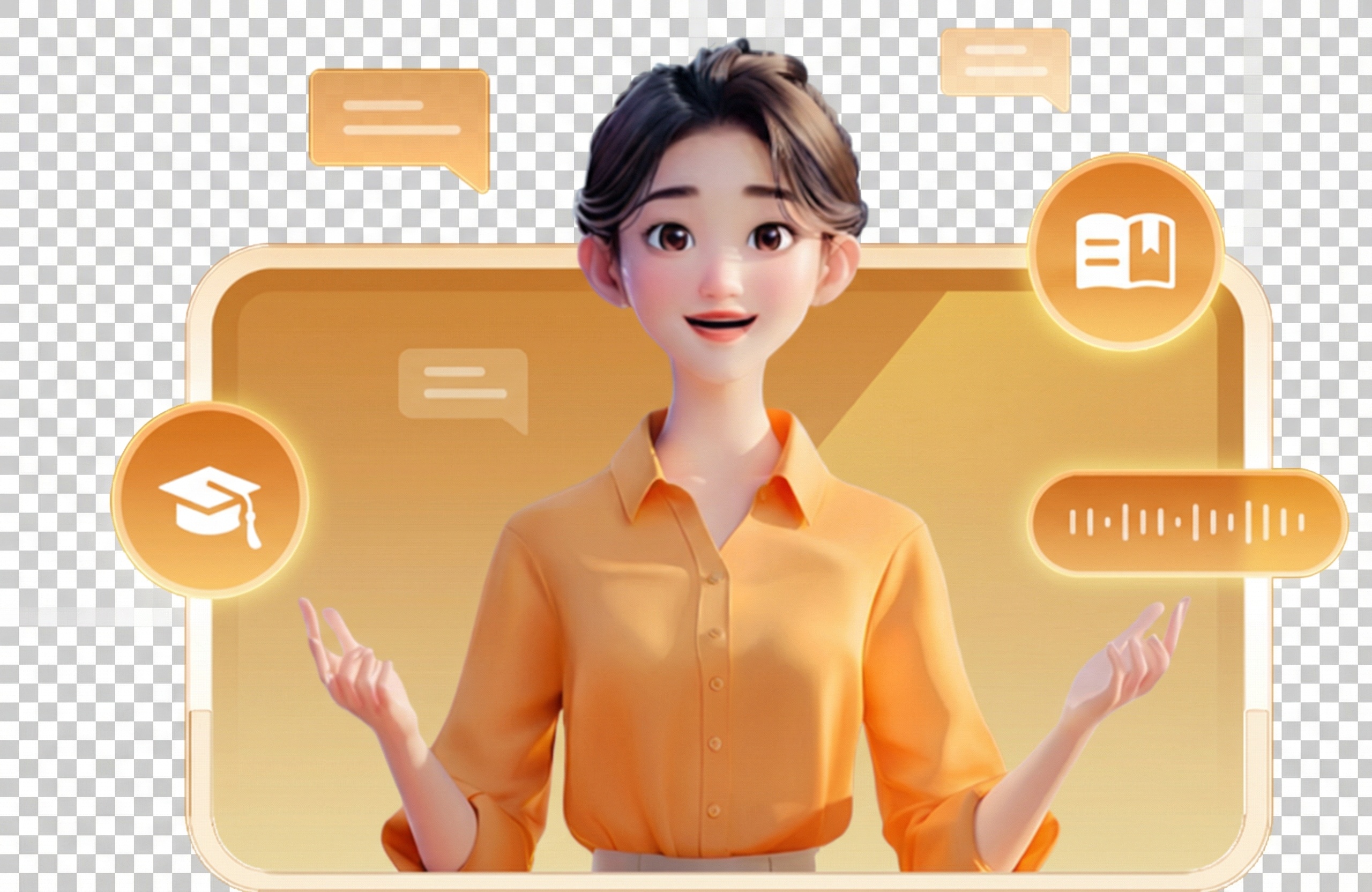生成类似的，橙黄色系图片，透明背景 - 图片创意预览