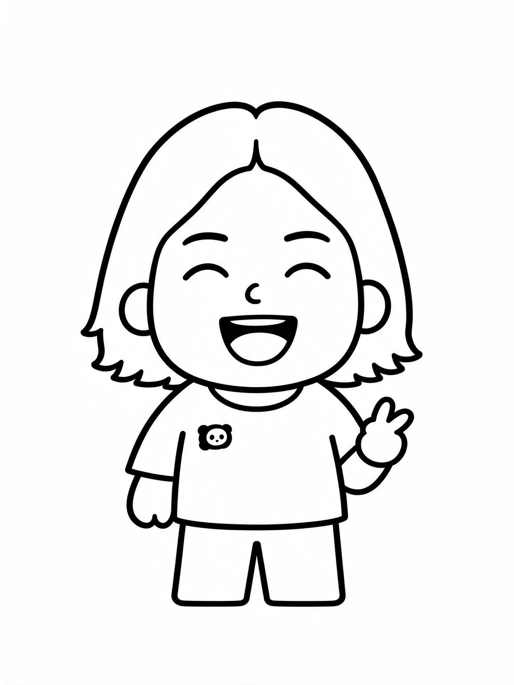 保持人物造型、发型、服装、姿势和纯线条黑白风格完全不变，仅将面… - 图片创意预览
