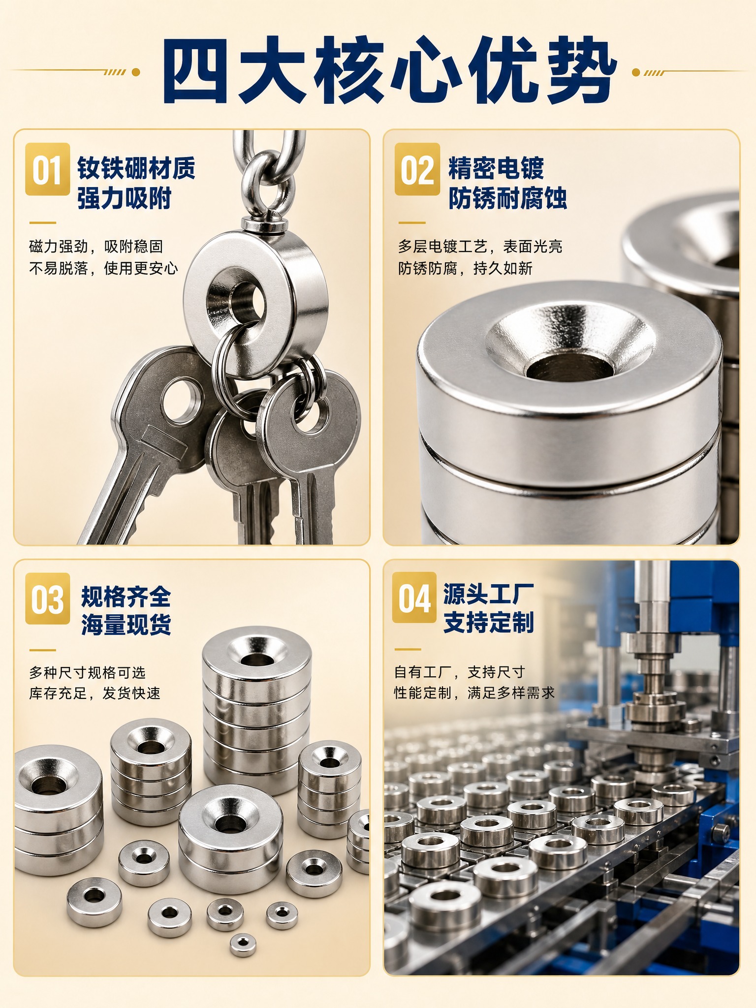 [商品] 使用【图1-图8】钕铁硼强磁 15*5*4 圆形带孔… - 图片创意预览