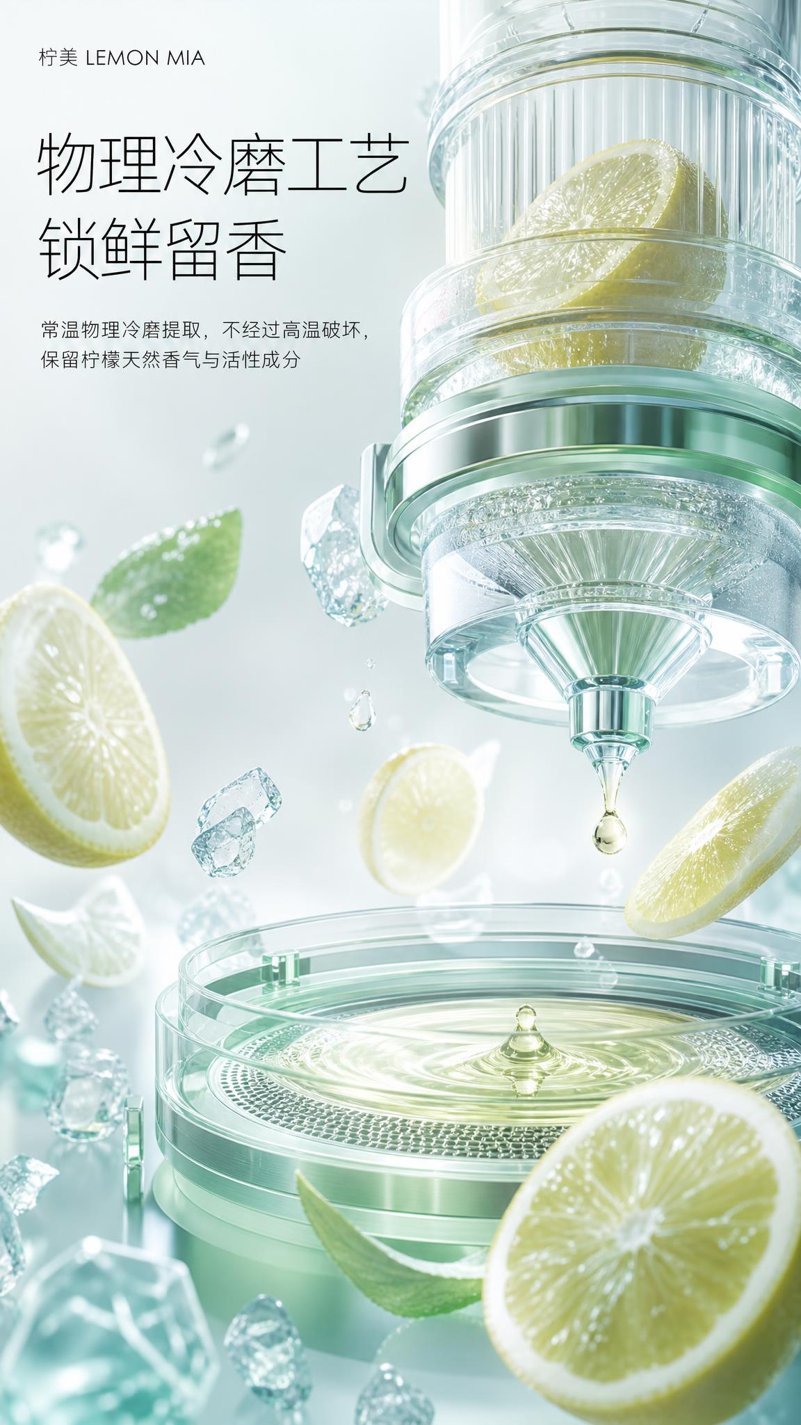 电商详情页第三屏，物理冷磨工艺锁鲜留香主题，简约高级场景感，清… - 图片创意预览
