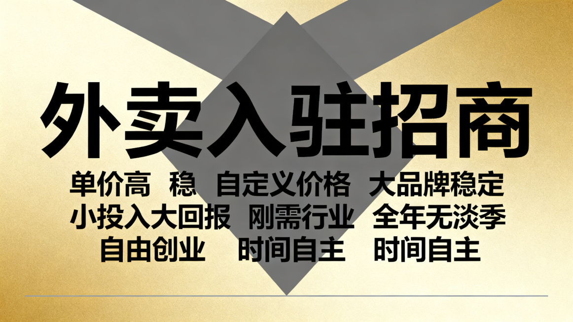 帮忙生成20张，外卖平台入驻，文案突出单价.高 稳. 自定义价格 .大品牌稳定 小投入大回报｜刚需行业｜全年无淡季 自由创业｜时间自主｜收益上不封顶 不要有联系方式以及LOGO预览效果