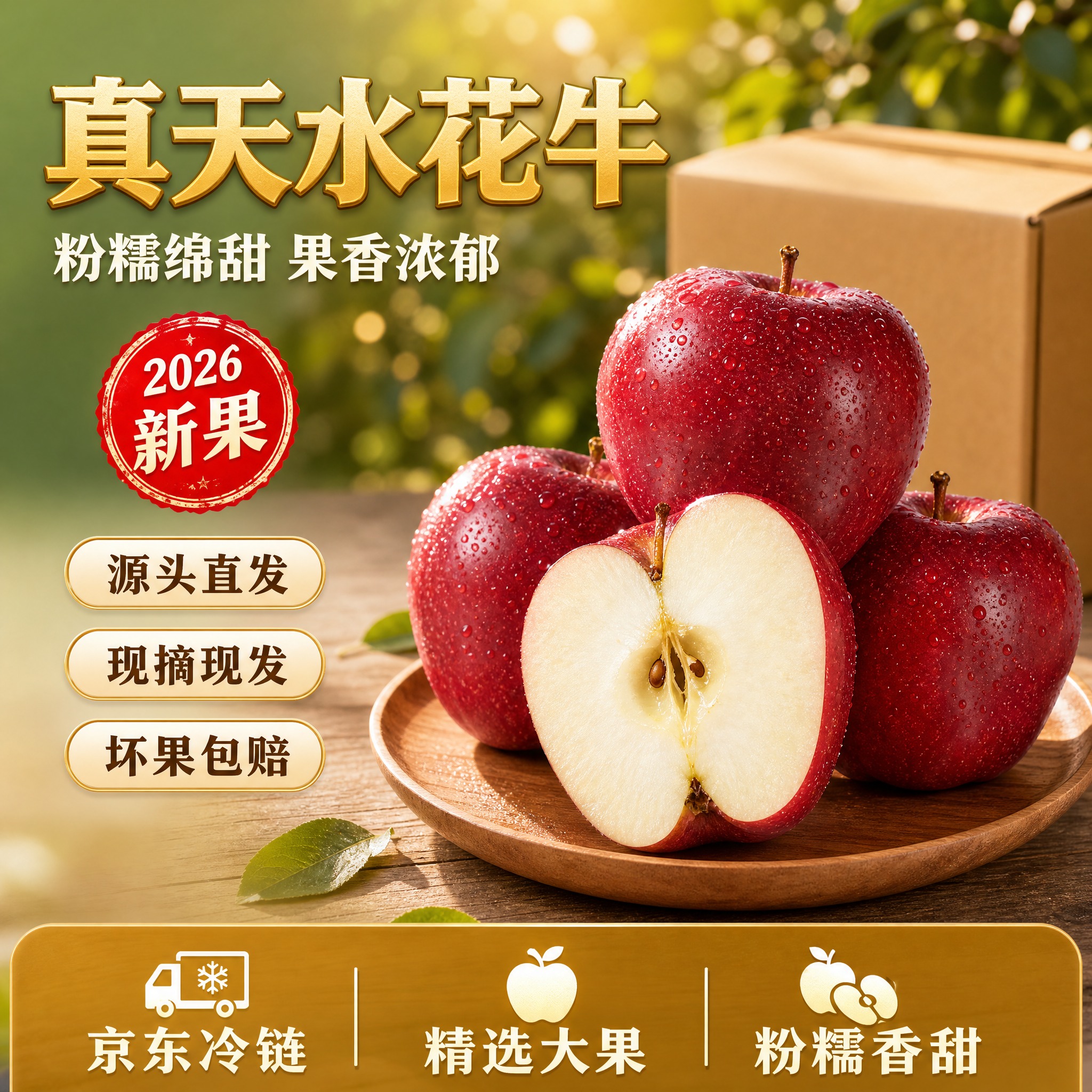 [主图-1修正] 版本1·完整+纵向切开：天水花牛苹果精品主图… - 图片创意预览