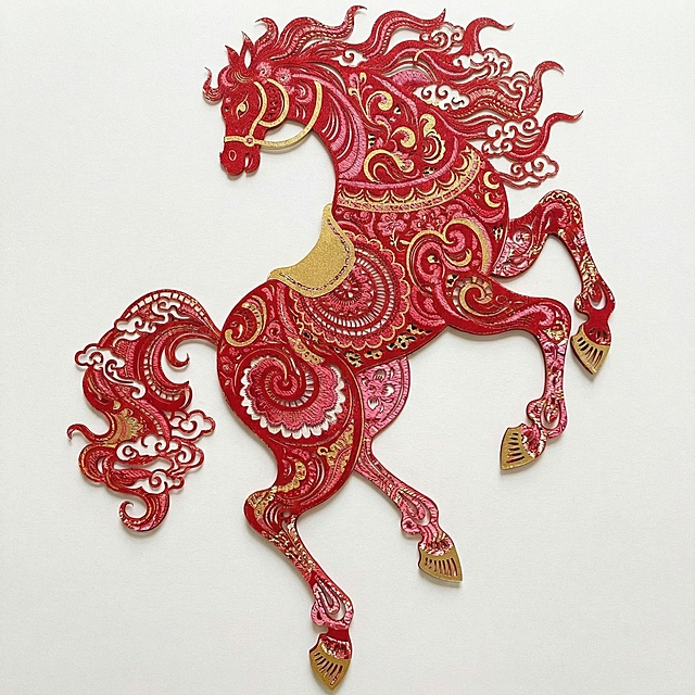 全身体 宋锦纹样 红、粉红相间