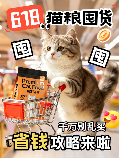 618宠物食品猫粮囤货攻略指南分享大字风小红书封面预览效果