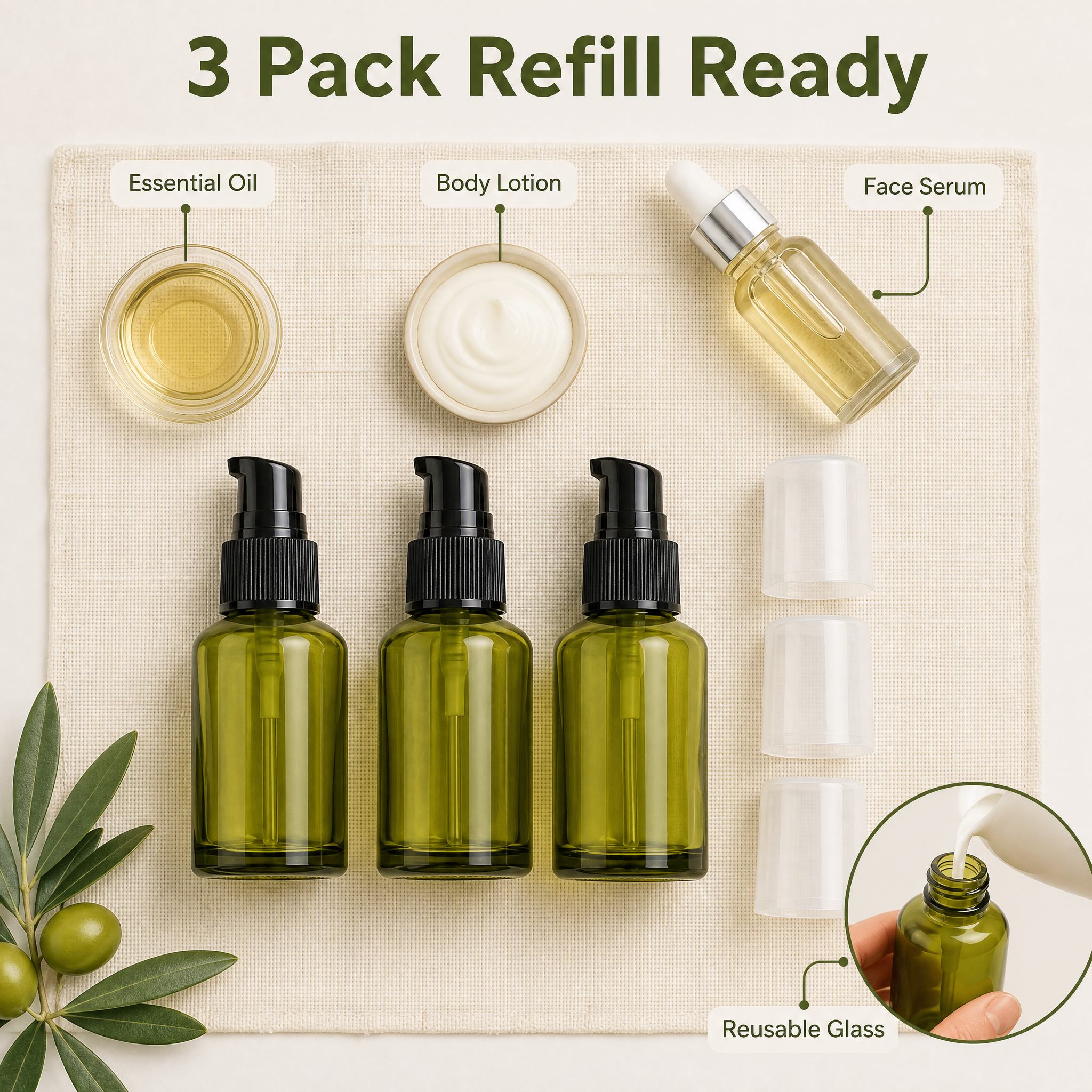 [主图-6] 3 Pack 15ml Olive Green… - 图片创意预览