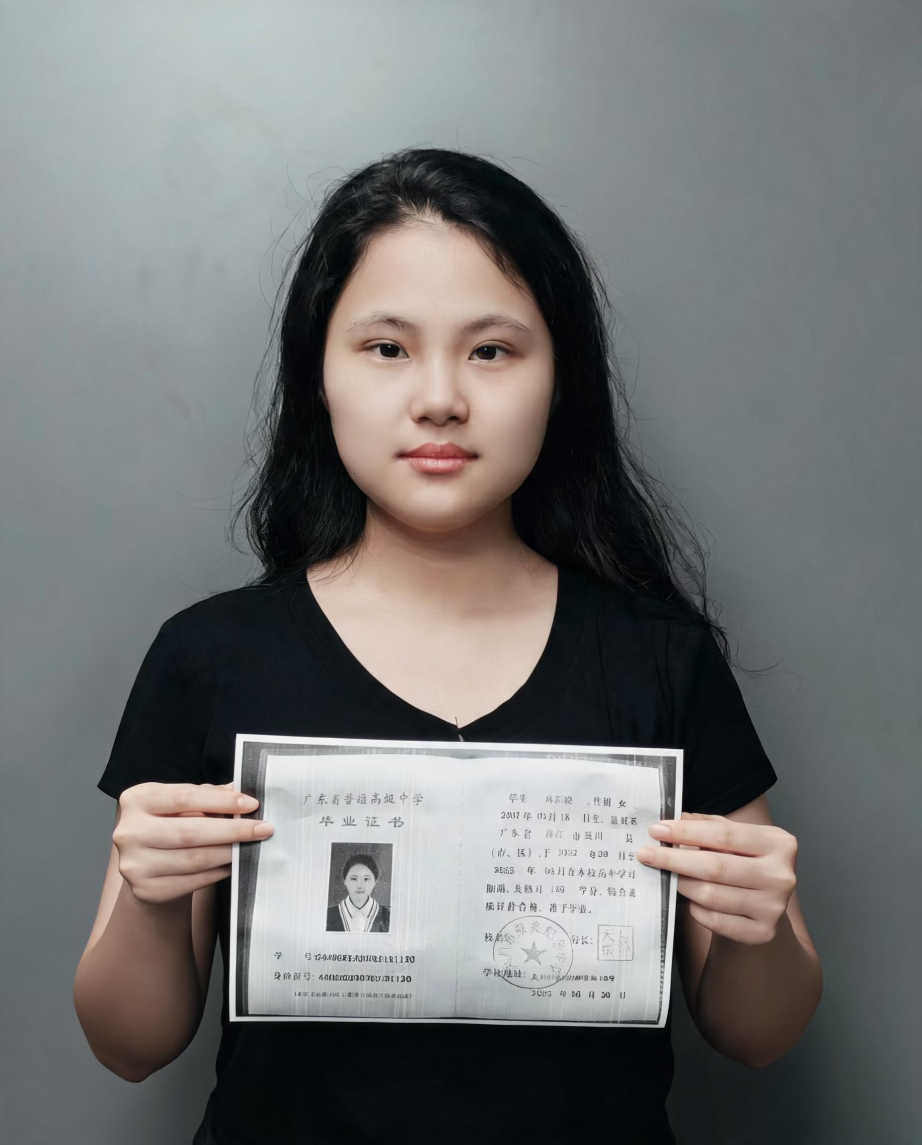 照片中的年轻女性手持的纸张尺寸缩小一些，双手的姿势和大小也随之… - 图片创意预览
