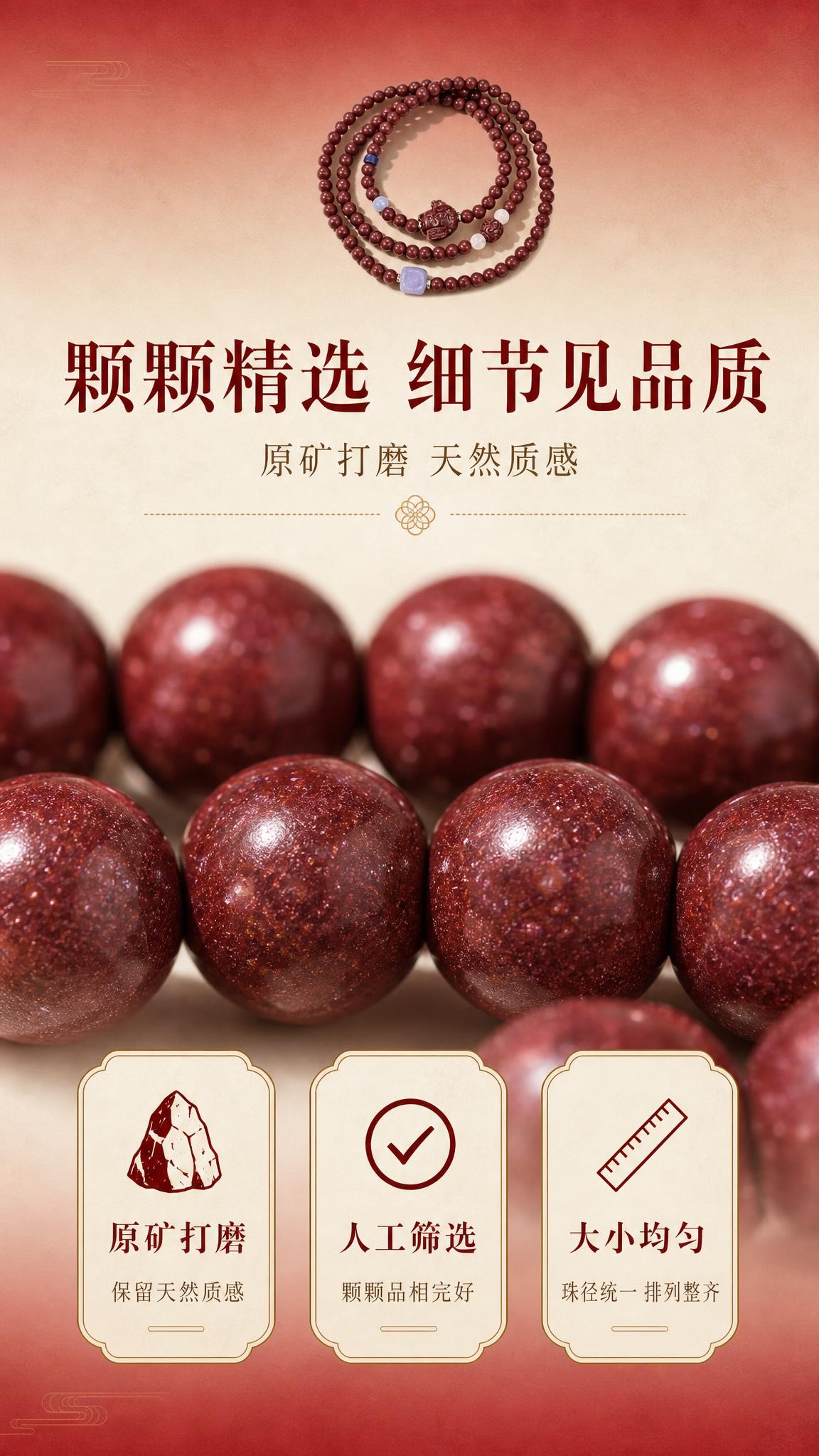 [主图-12] 珠子细节微距图，展示紫金砂珠子的细腻质感和天然… - 图片创意预览