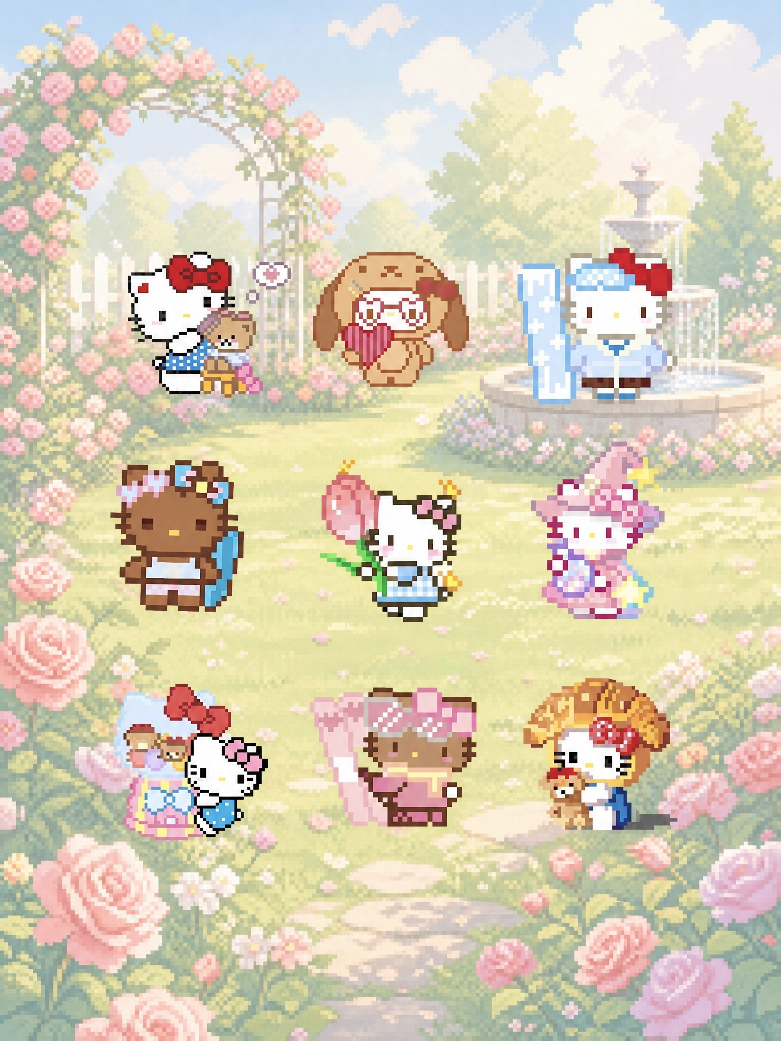 删除顶部的"Hellokitty"文字和两侧星星装饰；将9个H… - 图片创意预览