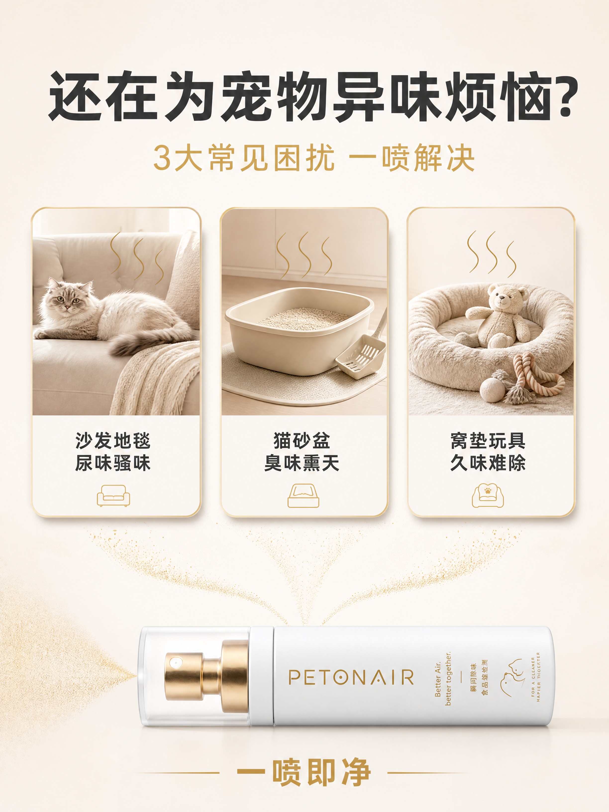 [商品] 使用【图1】PETONAIR宠物除臭喷雾；保留白色哑… - 图片创意预览