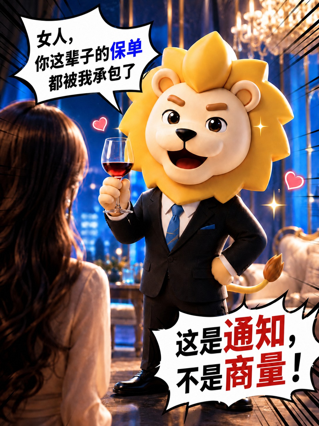 去掉狮子西装领口的金色金属司徽，将该处西装面料修复为与周围一致… - 图片创意预览
