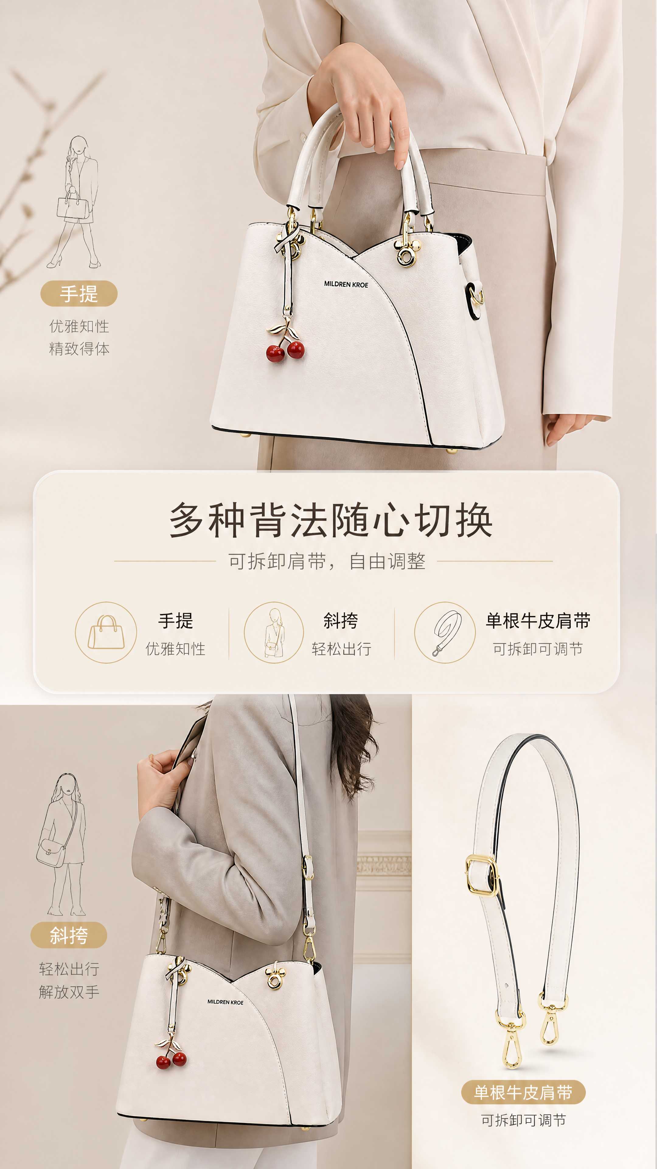 [商品] 使用【图1】米白色MILDREN KROE MK真皮… - 图片创意预览