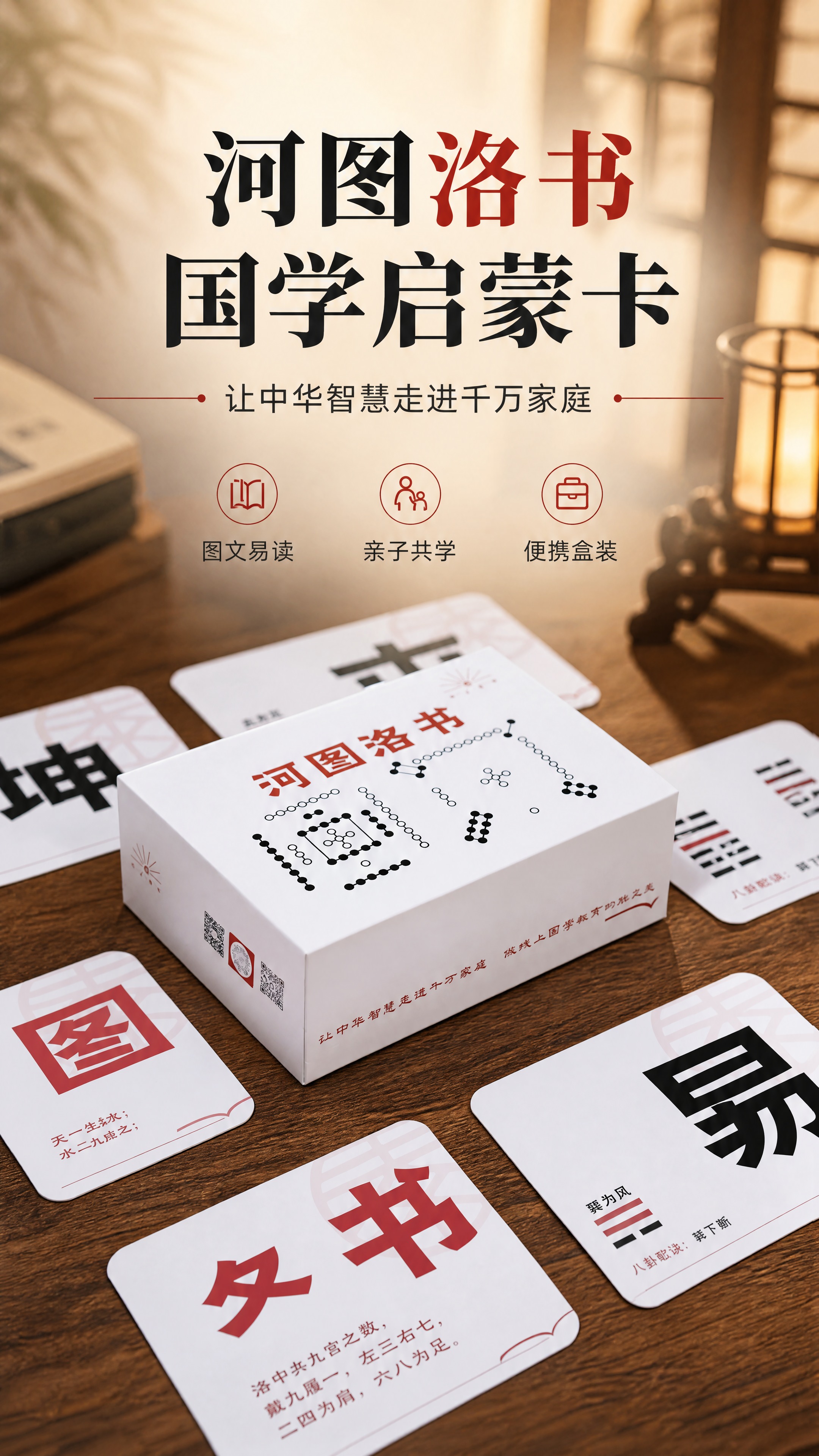 [商品] 使用【图1】河图洛书国学卡片套装，白色纸盒包装，盒面… - 图片创意预览