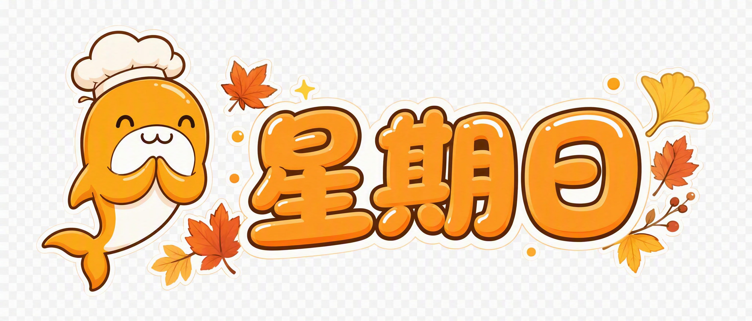 卡通可爱风格的"星期日"标题文字设计，9:4横版比例，透明背景… - 图片创意预览