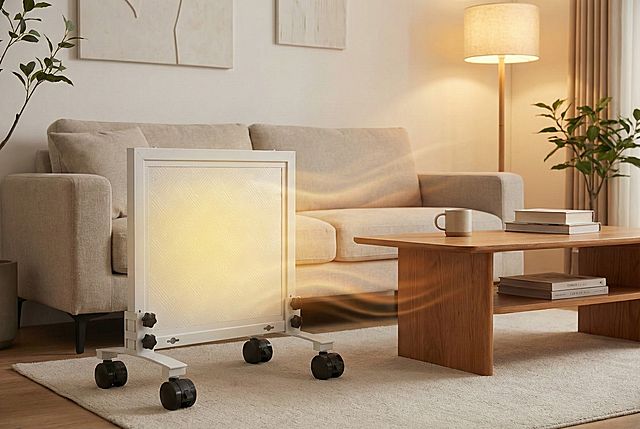 放在室内体现白板取暖器的发热效果