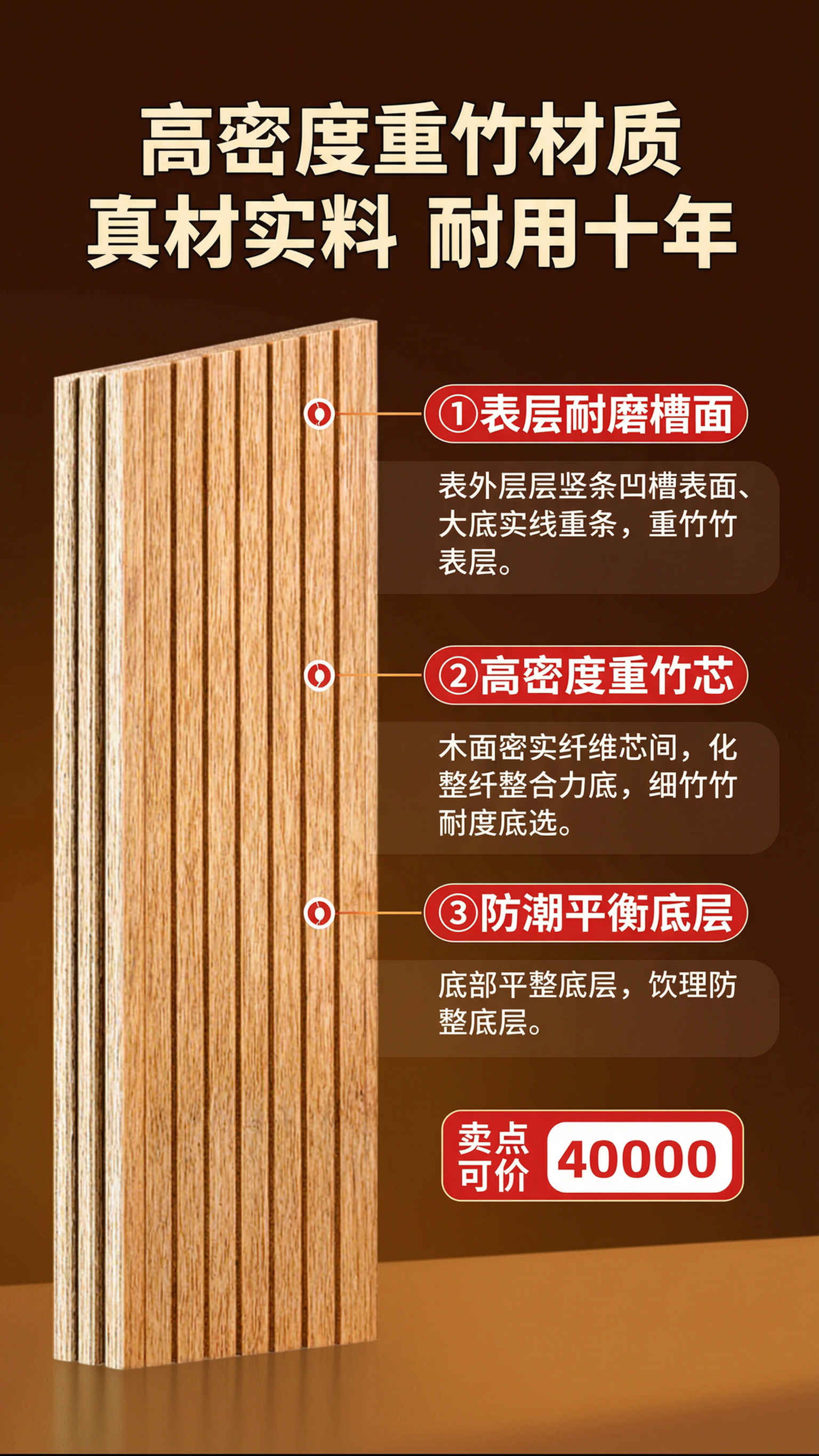 [商品] 使用【图1】高耐重竹户外地板（菠萝格色，竖条纹槽面，… - 图片创意预览