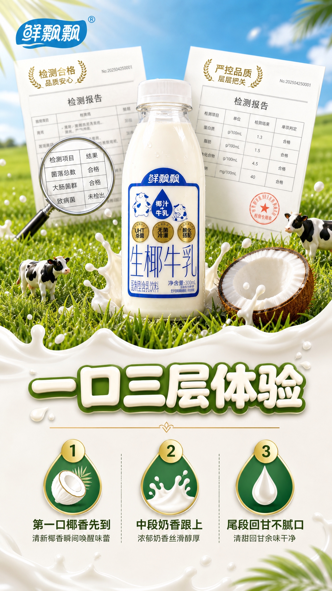 [商品] 使用【图1】鲜飘飘生椰牛乳300ml瓶装；保留透明瓶… - 图片创意预览