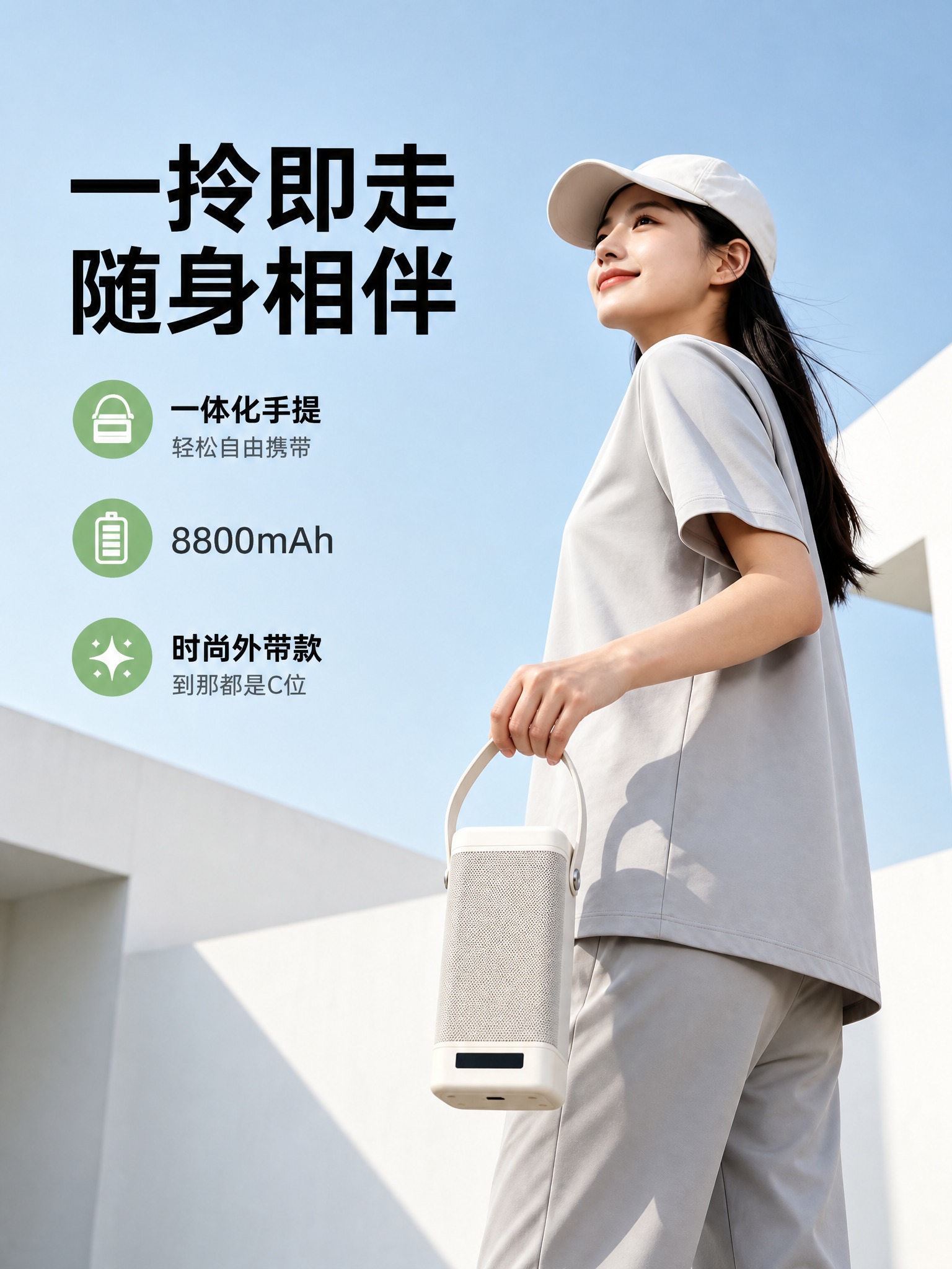 [主图-6] 一拎即走随身相伴 便携出行与续航卖点图。 [统一… - 图片创意预览