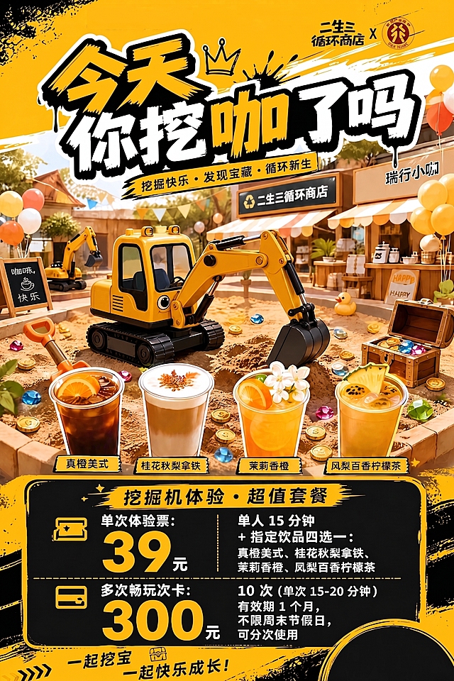 消除掉图片中四杯饮品杯身上的小熊和瑞行小咖文字，保持其他内容、排版和风格不变