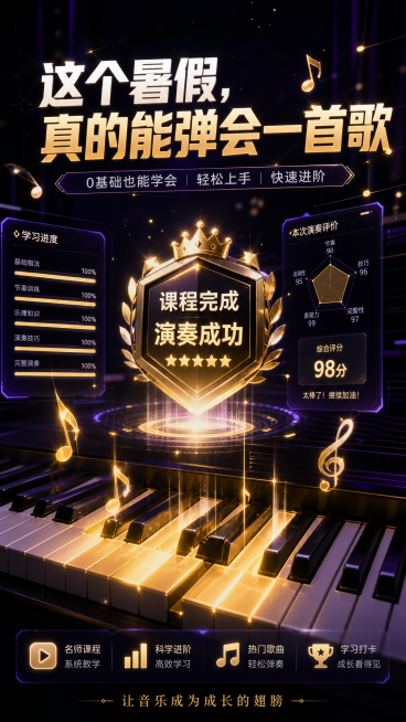 9:16竖版，中国国内信息流广告图，深色系高级感设计，黑紫色、深蓝色、暗金色光影搭配，现代极简风，轻奢科技感，电影级光影，高级UI视觉，无人物，高清细节，适合抖音、视频号、小红书信息流投放，主题为"学预览效果
