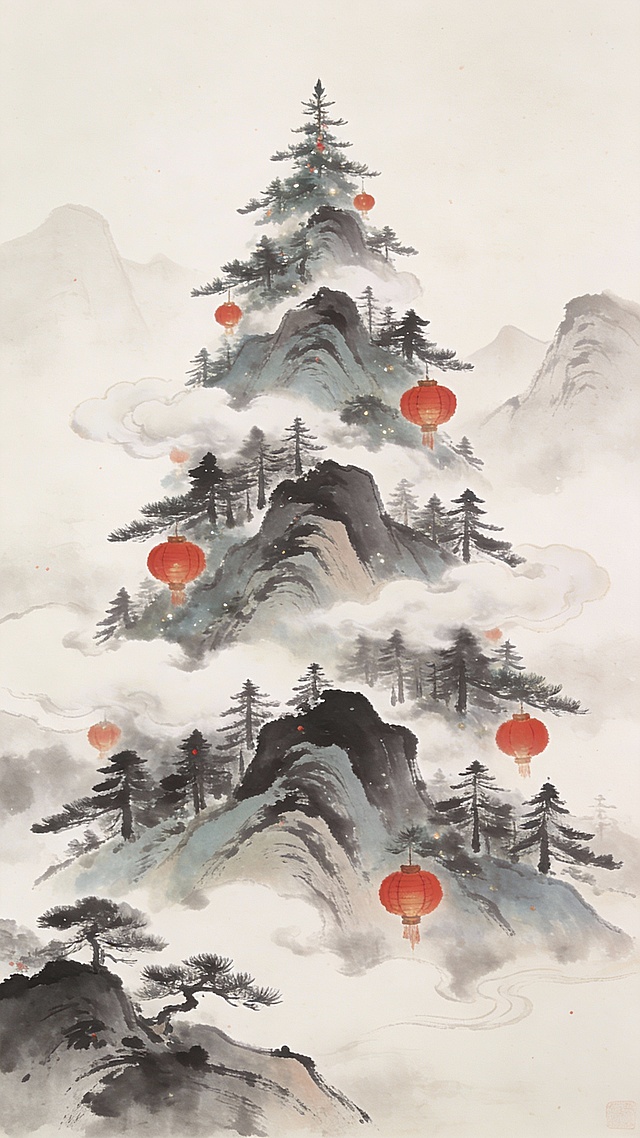 《东方节日·水墨圣诞树》