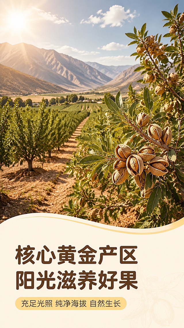 「图片1」，生成一套详情页，商品名称：阳光巴旦木，适配淘宝/天猫平台，单图比例为9:16，需求屏数为15张，要求有品名，严选标准，产地，卖点，营养价值，产品细节图，配料表（保质期8个月），设计风格上，绿色少一点，自然通透高级，考虑巴旦木仁，要求有食欲，食用场景图（下午茶、野餐露营、追剧，人物欢乐品尝），「爱鲜界」品牌简介

儿时总贪恋村口果园的鲜果滋味，长大后却难寻纯粹本味。

「爱鲜界AIXIANJIE」团队走遍各地核心产区，与果农相伴，等候果实自然成熟，从枝头直达车间，努力保留新鲜灵气。

摒弃繁杂添加剂，用匠心工艺烘焙坚果、慢制蜜饯，守住果实天然香甜。


我们坚信，好零食不该只有口感，更要有安心与人间温度。

以原产地好果为底色，以真诚匠心为内核，把山野清风、阳光果香送往千家万户。

忙碌间隙拆开，一口尝到自然本真，让简单零食，盛满治愈、健康与温柔烟火气。