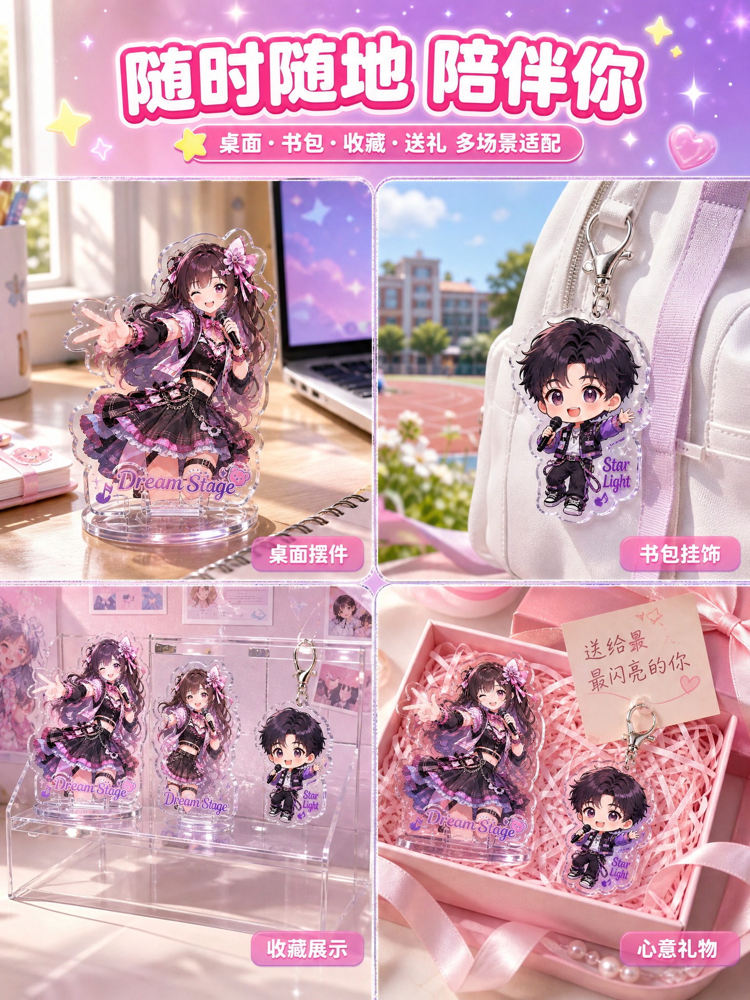 [商品] 使用本轮主图的亚克力立牌与钥匙扣产品；保留立牌透明底… - 图片创意预览