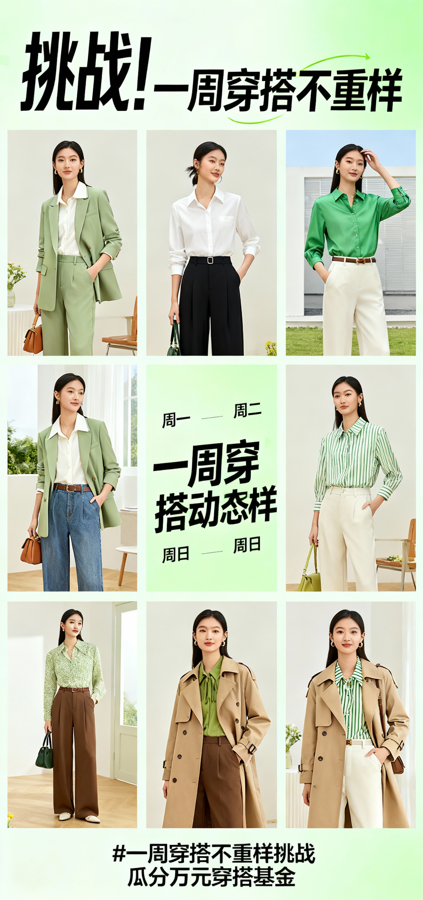 活动主题二：【#一周穿搭不重样挑战】 活动类型： 话题挑战赛… - 图片创意预览