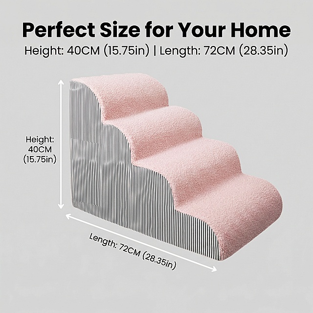 1:1 square infographic, strictly还原产品尺寸（高度40CM，长度72CM），产品斜向摆放，白色标注线清晰指向高度和长度，同时标注厘米和英寸："Height: 40CM (15.75in) | Length: 72CM (28.35in)"，背景为浅灰色，主标题用粗体英文："Perfect Size for Your Home"，副标题在下方，左对齐排版，极简风格突出尺寸信息，便于用户快速判断适配性。