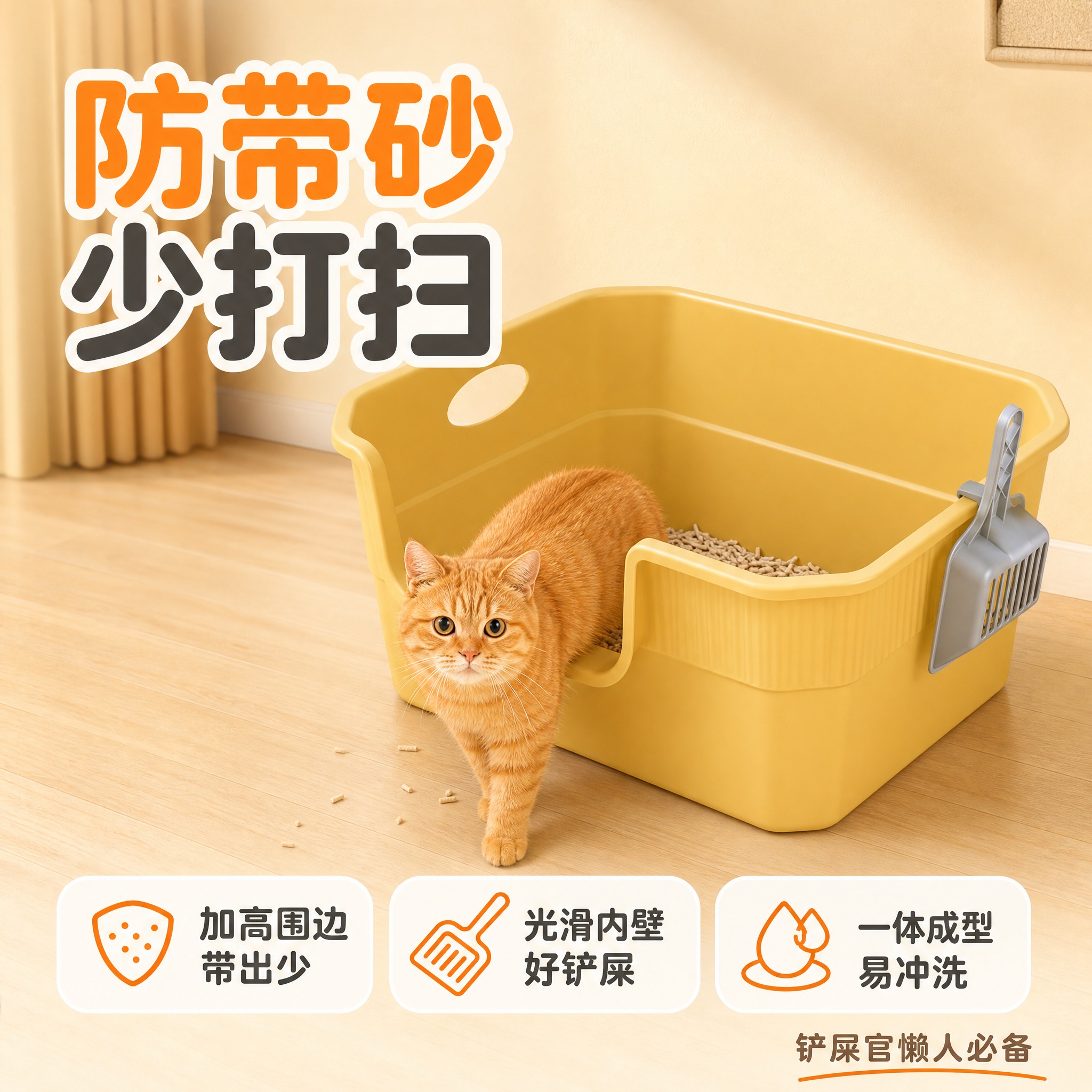 [主图-5] 使用效果收口：防带砂 好清洁 铲屎更轻松。[统一… - 图片创意预览