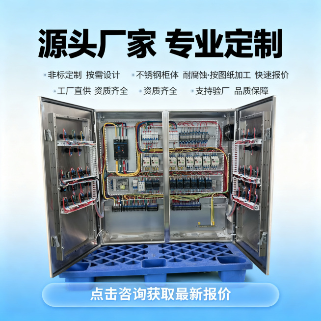 [主图 5] 变频控制柜服务承诺展示；
[氛围/风格] 专业工业风，干净明亮背景，与整套主图风格保持统一。
[画面元素] 商业摄影质感、光线柔和通透、产品清晰真实、画面干净高级。变频控制柜产品居画面中预览效果