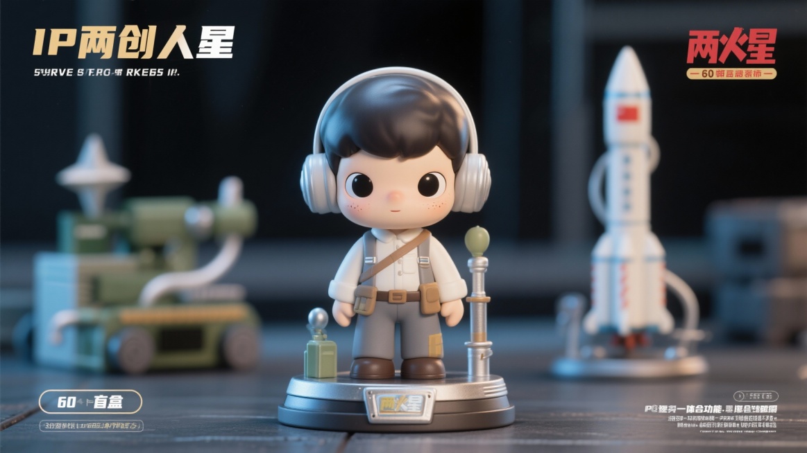 设计一个“两弹一星”为主题的IP形象数字人，角色创新预览效果