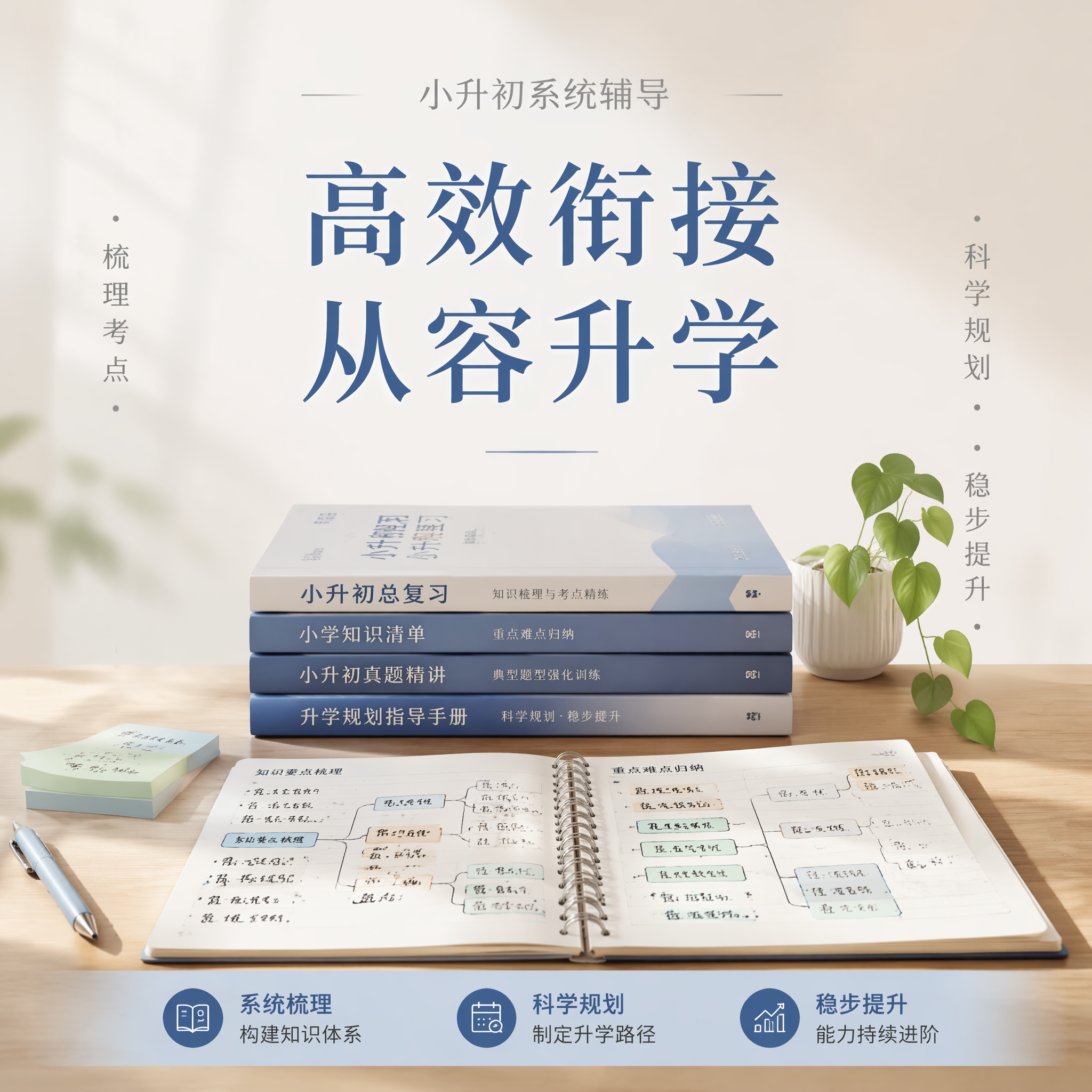 [单张主图] 小升初升学指导课程，高级氛围感主图，目标是传递课… - 图片创意预览