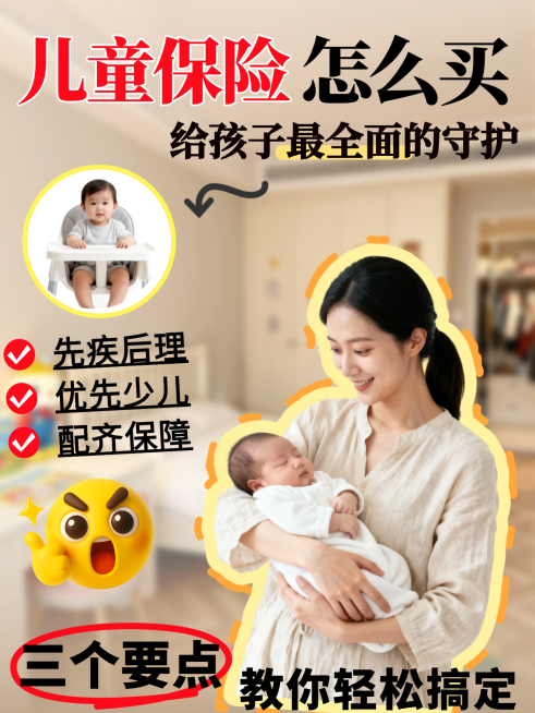 儿童保险选购产品科普实景感人像大字小红书封面预览效果