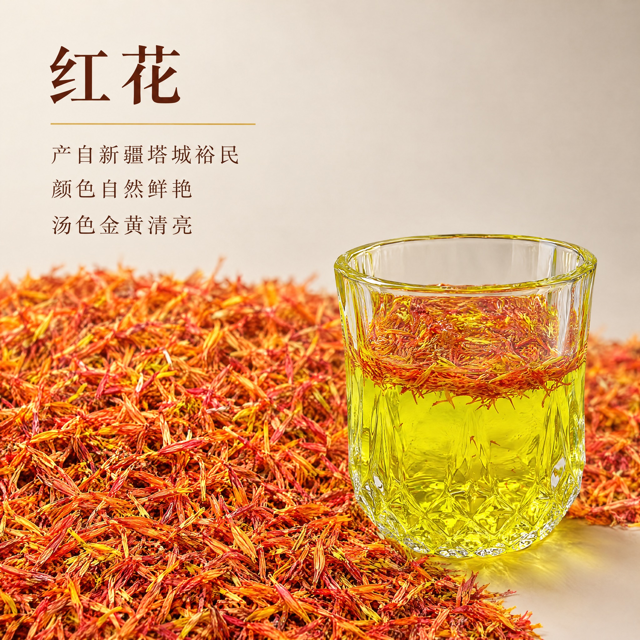 将上传的两张红花素材整合为一张主图，严格使用两张上传素材，保真… - 图片创意预览