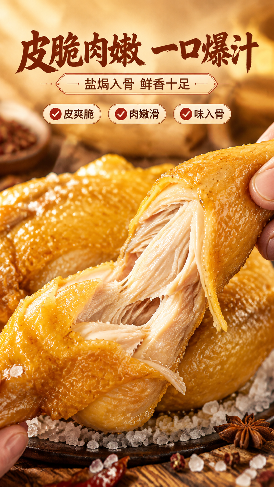 [商品] 使用【图1】广东风味盐焗鸡；保留金黄盐焗色泽与鸡皮纹… - 图片创意预览