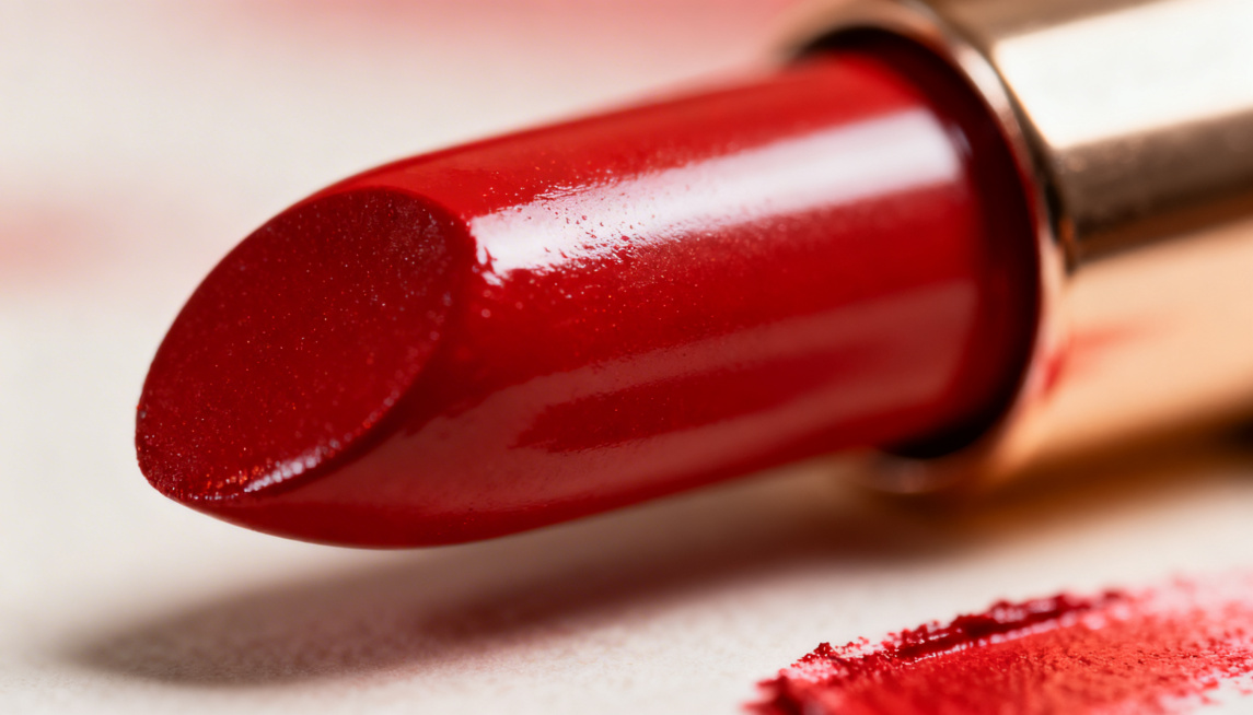 将画面中的口红放大一些，保留整体光影、平滑空间和口红印元素，保持画面氛围不变预览效果