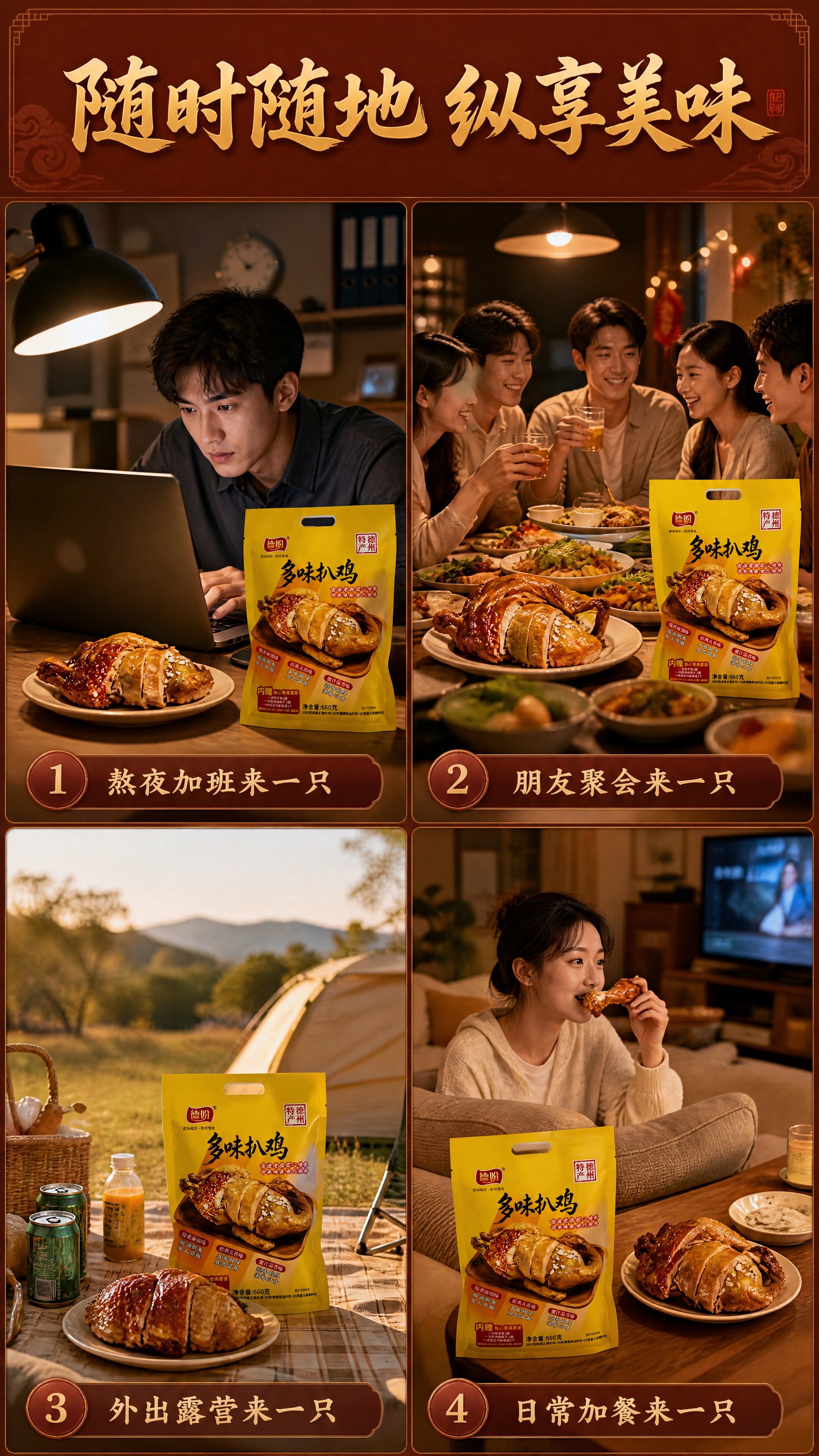[商品] 使用【图1】德盼多味扒鸡黄色包装袋产品图；保留包装原… - 图片创意预览
