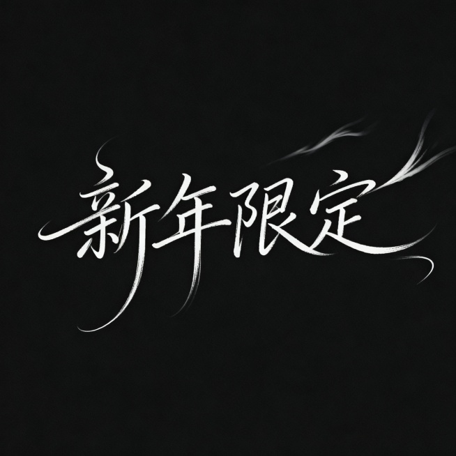 生成手写字体，内容“新年限定”"手写体，细字，飘逸灵动的笔触，部分笔画收尾处上扬或者拉长，似被风肆意吹拂，彰显出酒脱与自由，纯色背景预览效果
