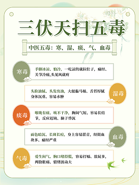新中式简约大健康行业三伏养生指南小红书配图封面海报