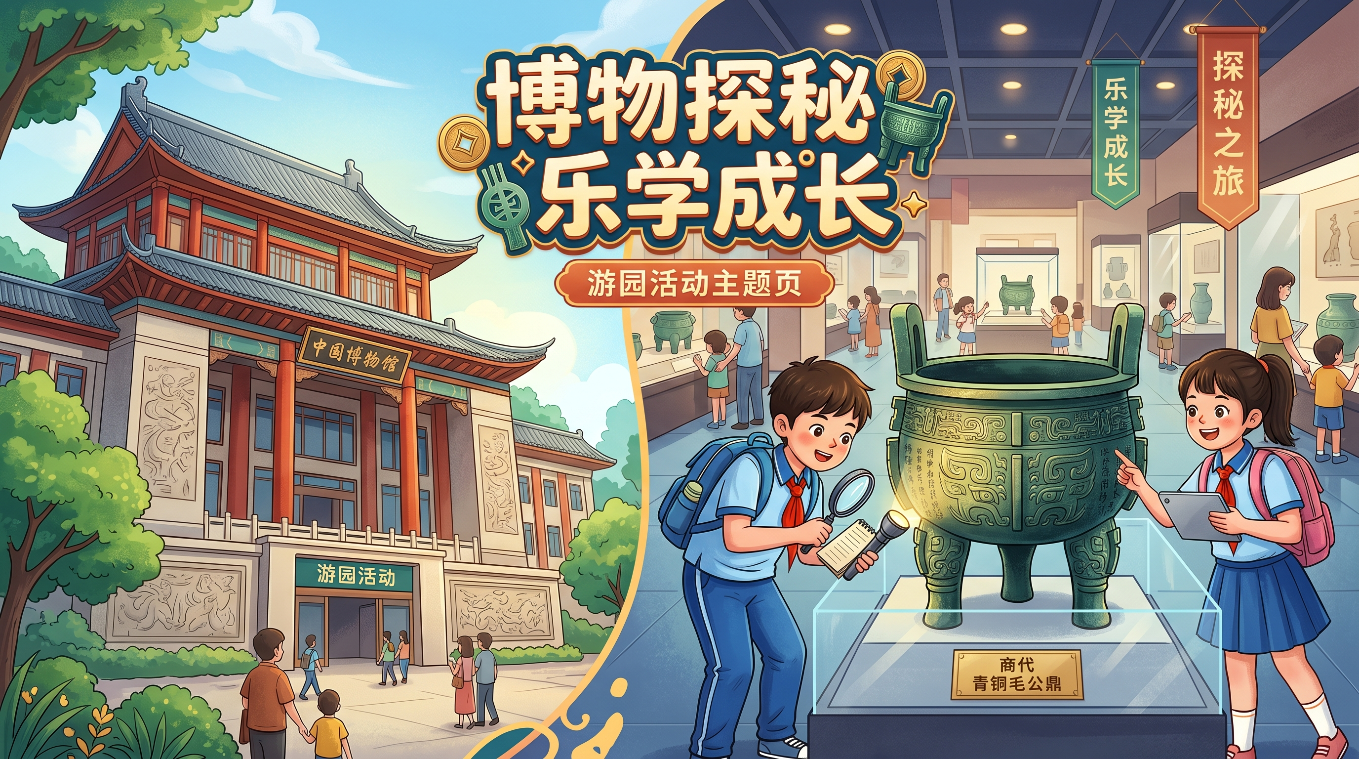 根据“”博物探秘 乐学成长 “”主题设计游园活动主题页，要求有… - 图片创意预览