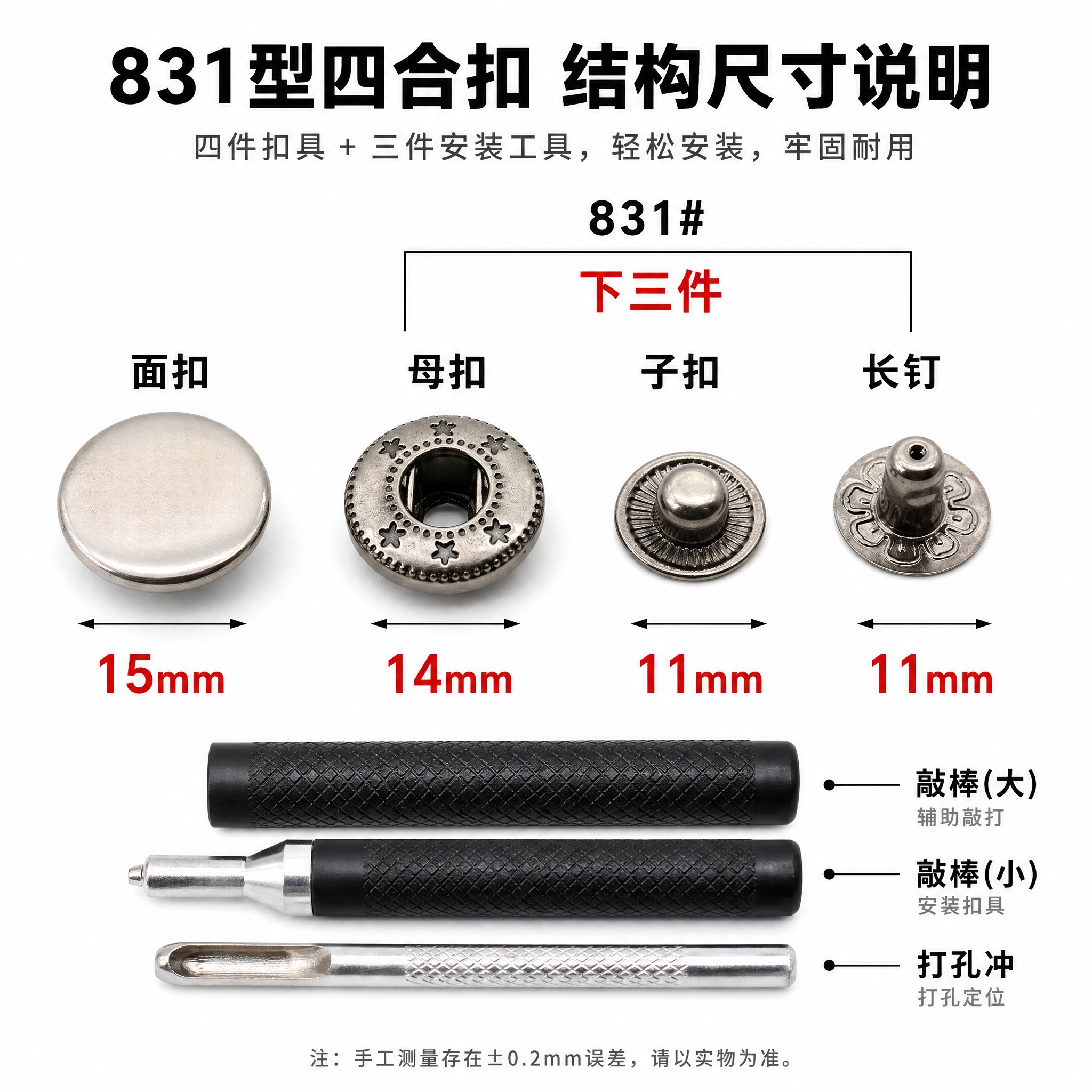 [主图-4] 831型金属四合扣 产品结构拆解说明图。 [统一… - 图片创意预览