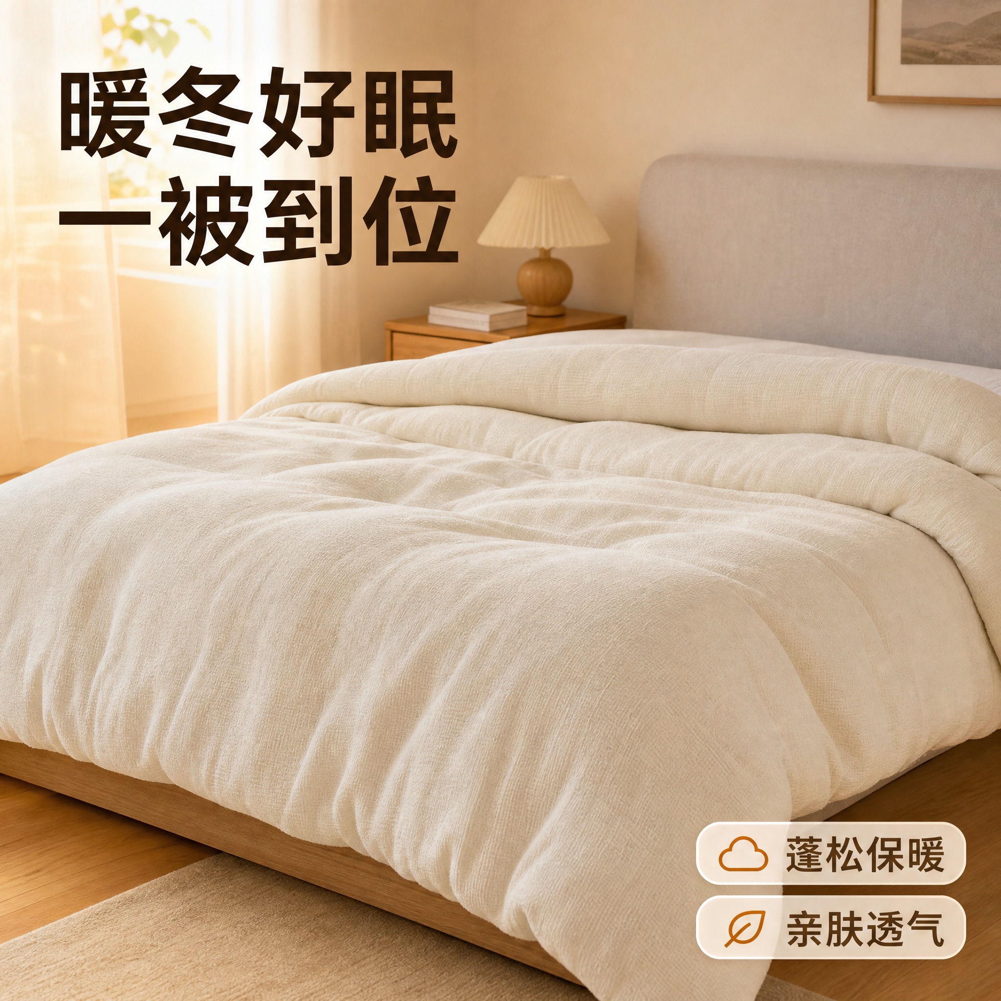 [主图-5] 棉花被 居家卧室使用场景（场景图）。 [统一基调… - 图片创意预览