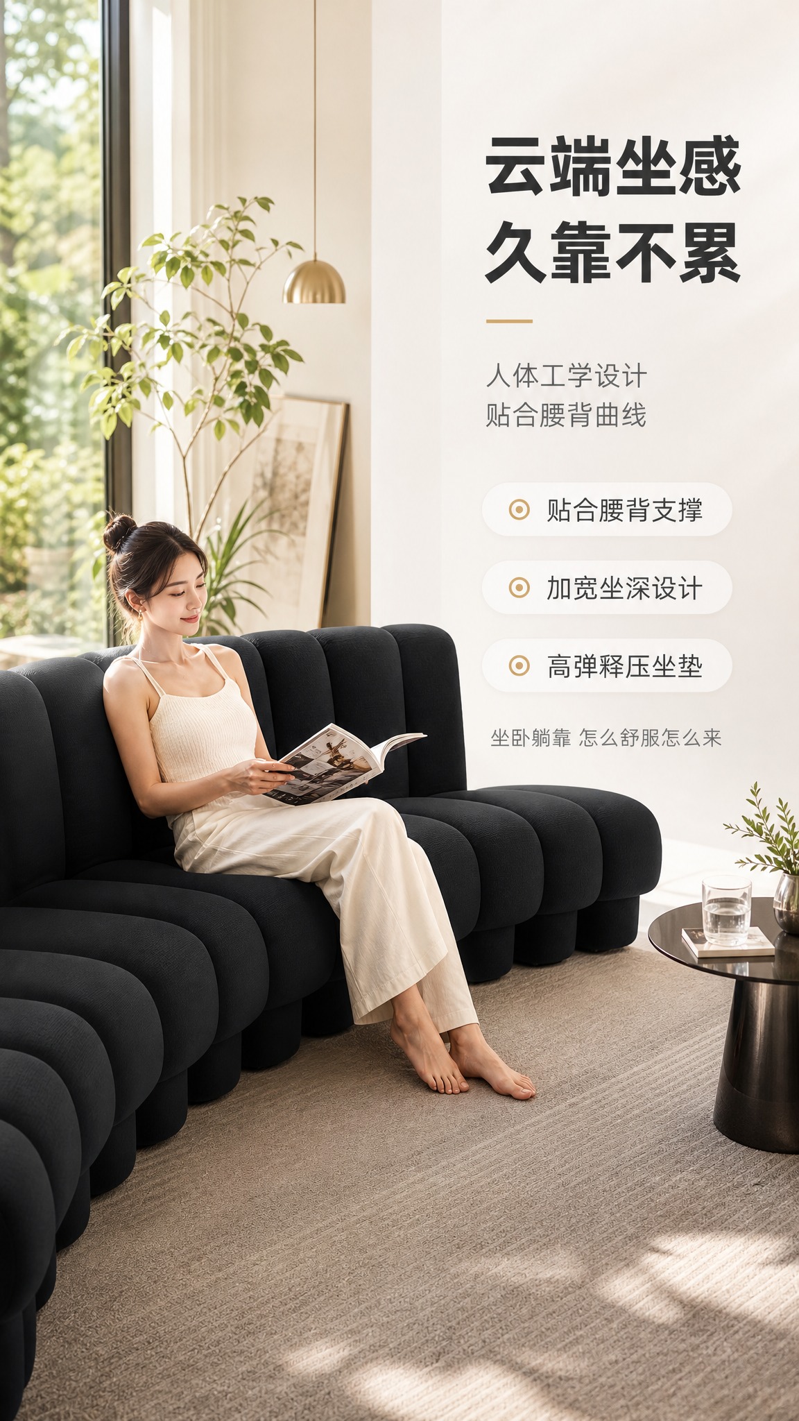 [商品] 使用【图1】S2307黑色蛇形模块化沙发；保留蛇形结… - 图片创意预览