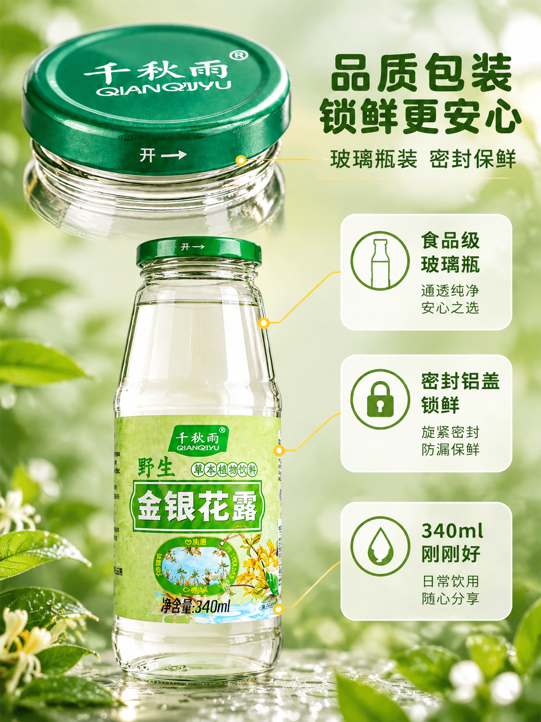 [商品] 使用【图1】包装细节图中的野生型金银花露；保留绿盖、… - 图片创意预览