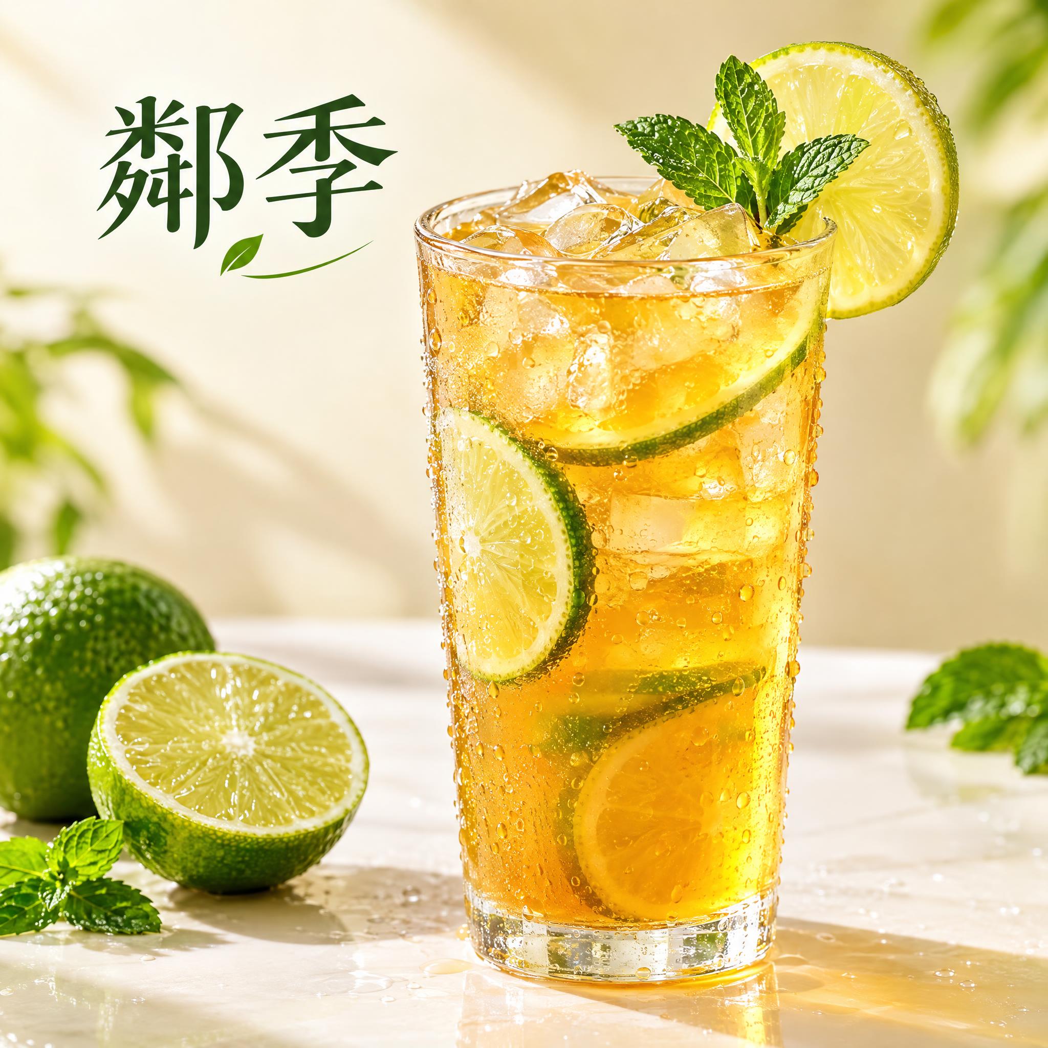 鄰季·柠檬茶 店铺头像设计，方形构图，无圆形边框。画面主体是一… - 图片创意预览
