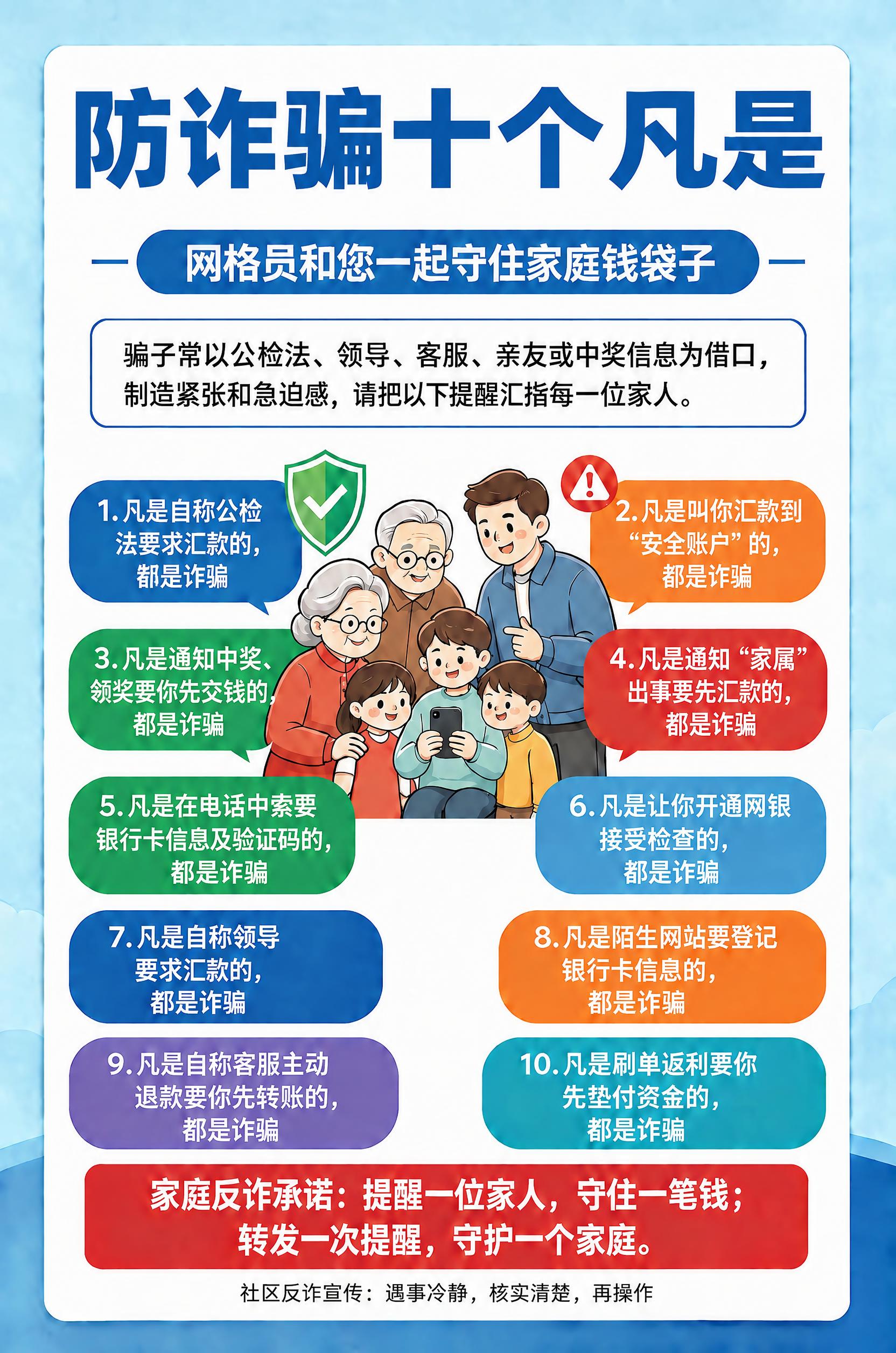 仅修改海报顶部主标题文字：“十个凡是”改为“防诈骗十个凡是”（… - 图片创意预览