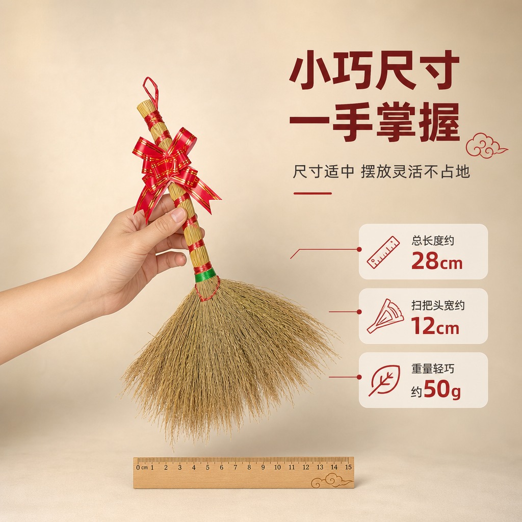 [商品] 使用【图2】小扫把斜款捆红绳装饰摆件（手持展示）；保… - 图片创意预览