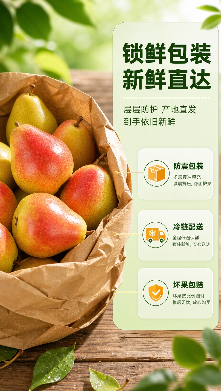 [商品] 使用【图5】牛皮纸包装红啤梨，保留牛皮纸包装质感、梨… - 图片创意预览