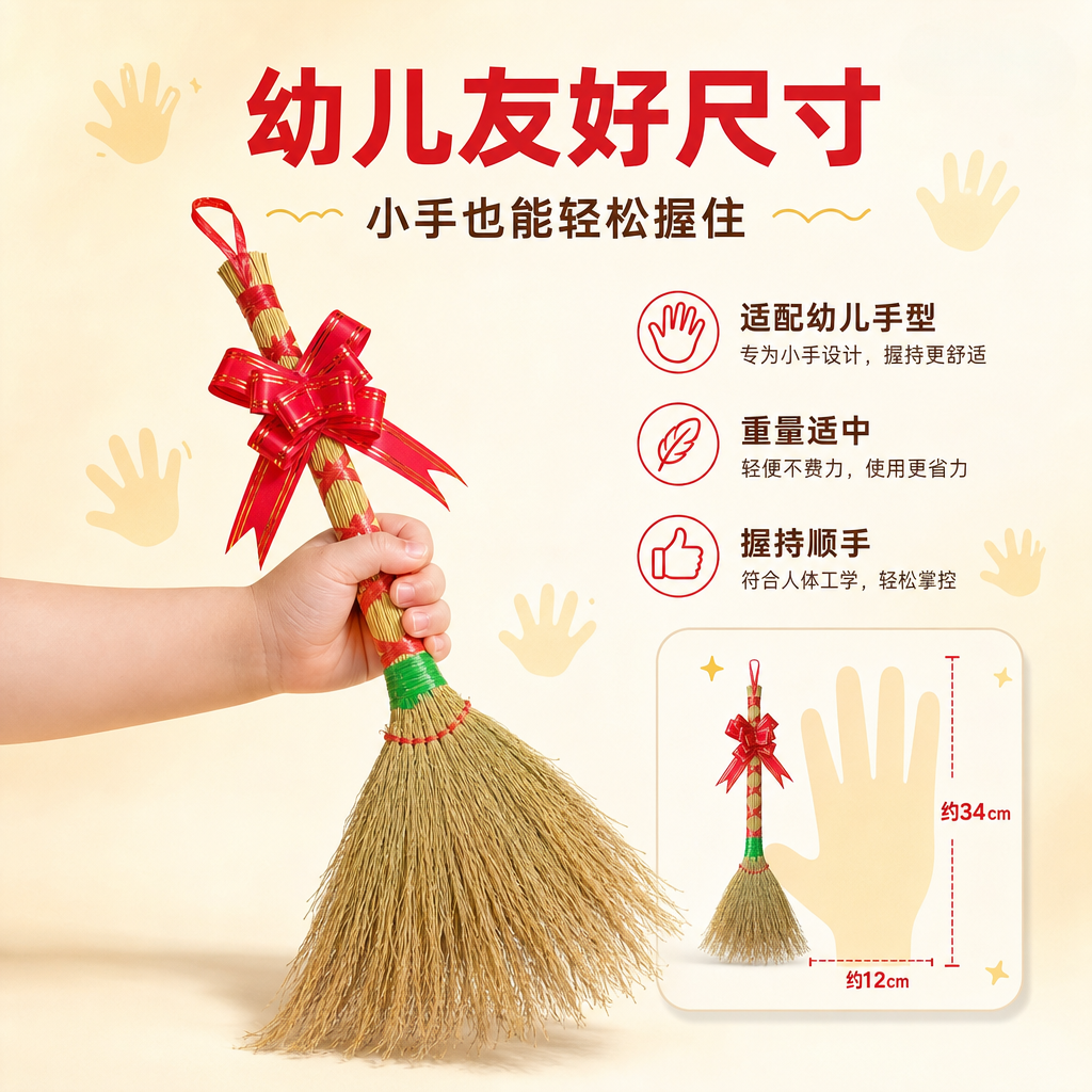 [商品] 使用【图2】小扫把斜款捆红绳（手持展示）；保留扫把尺… - 图片创意预览